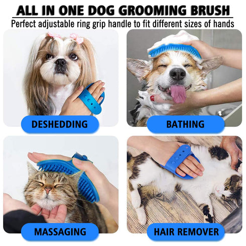 2pcs Dog Grooming Brush, Pet Shampoo Bath Brush Dog Grooming Shedding Brush Soothing Massage Rubber Comb
