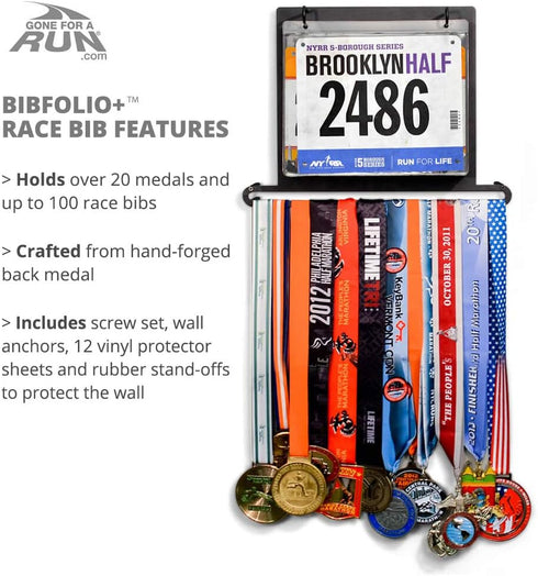Gone For a Run BibFOLIO Plus Race Bib Holder and Medal Hanger Display for Runners