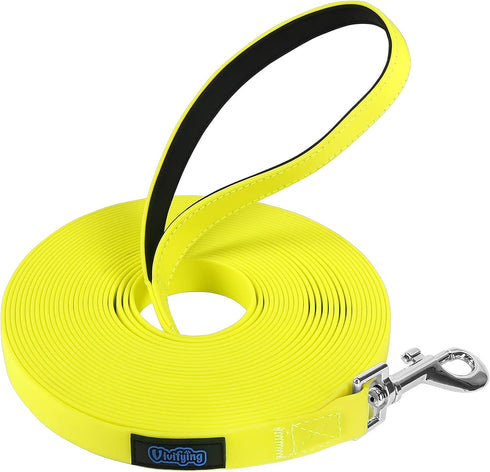 Vivifying Waterproof Long Dog Leash - 32ft Durable PVC Training Lead with Padded Handle for Recall Training and Outdoor