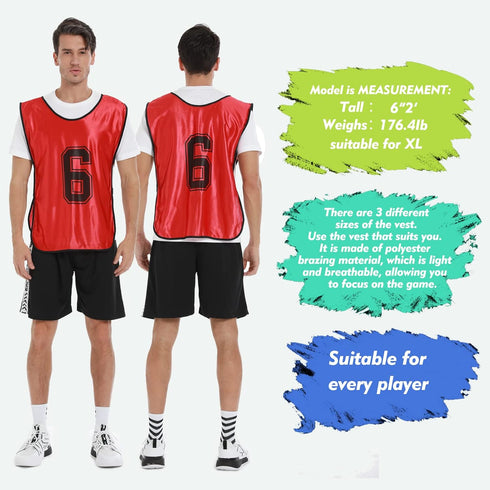 '-Set 12/Youth Sports Pinnies-Numbered Practice Vest Pennies for Soccer Basketball Jersey Bibs of Adults Team