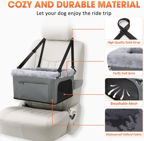 20 lbs JOEJOY Deluxe Dog Booster Seat with Sturdy Metal Frame and Safety Leash for Small Pets up to - Portable Puppy