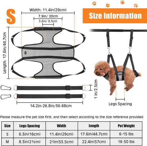 Ownpets Pet Grooming Hammock with Carabiners, Breathable Pet Grooming Harness Sling for Grooming & Nail Trimming