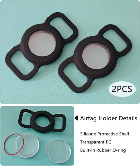 2 Pack Dog AirTag Holder, Waterproof Silicone Case for Apple AirTag, Anti-Lost Protective Cover for Pet Collars,
