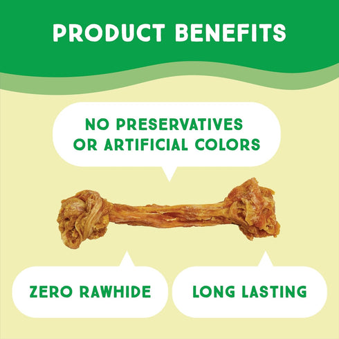 Ultra Chewy Turkey Tendon Knotted Bones for Dogs - Premium All-Natural Dog Chew Treat, 1 Pack, 8 Inches