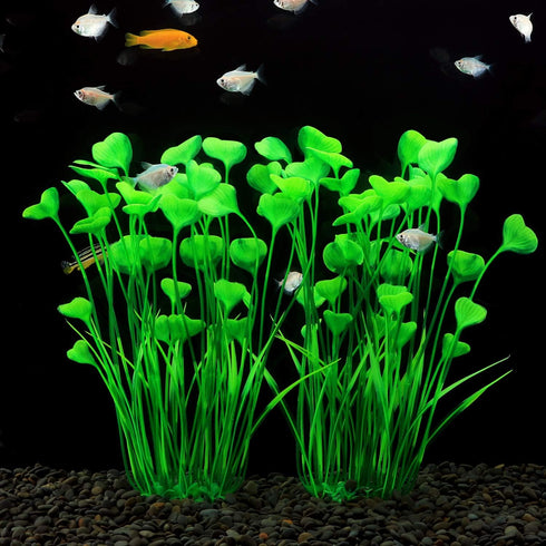 MyLifeUNIT Plastic Fish Tank Plants, 2 Pack Artificial Tall Aquarium Plants for Fish Tank Decor, 15.75 Inches (Green)