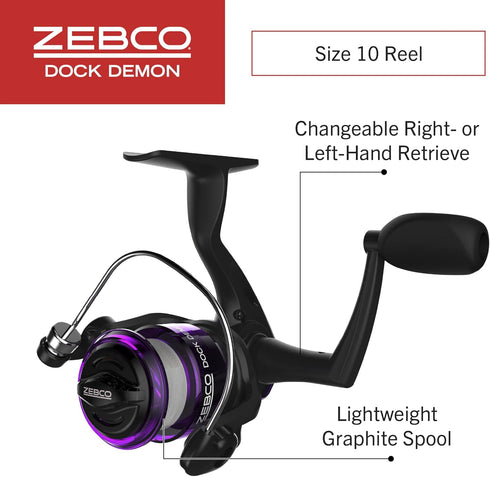 30-Inch QuickSet Zebco Dock Demon Spinning Reel or Spincast Reel and Fishing Rod Combo, Durable Fiberglass Rod