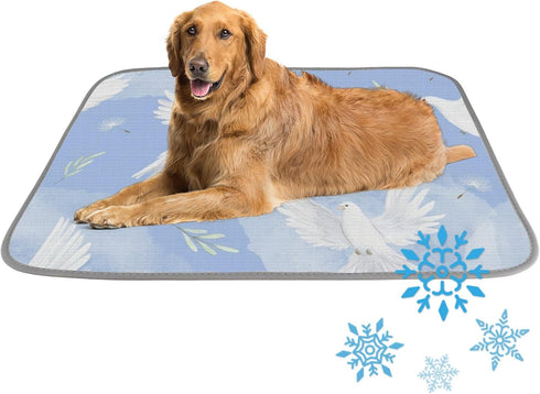 imiBBWQu Cooling Pad Mist Birds Blue White Mat Thickened Waterproof Washable Pet Cold