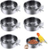 PINVNBY Stainless Steel Parrot Feeding Cups, Food Dish with Clamp Holder for Cockatiel, Conure, Budgies, Pack of 6