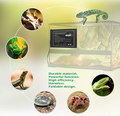 Tikaton Reptile Heat Pad - Adjustable Temperature Under Tank Heater for 10-20gal/30-40gal Terrarium