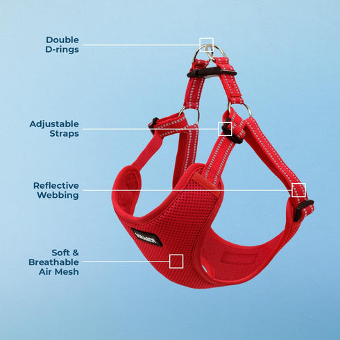 Best Pet Supplies Voyager Adjustable Dog Vest Harness, Breathable No Pull Harness for Small to Large Dogs, Red