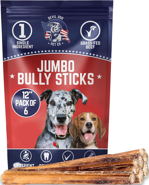 Devil Dog Pet Co - Jumbo Bully Sticks for Dogs 12 Inch