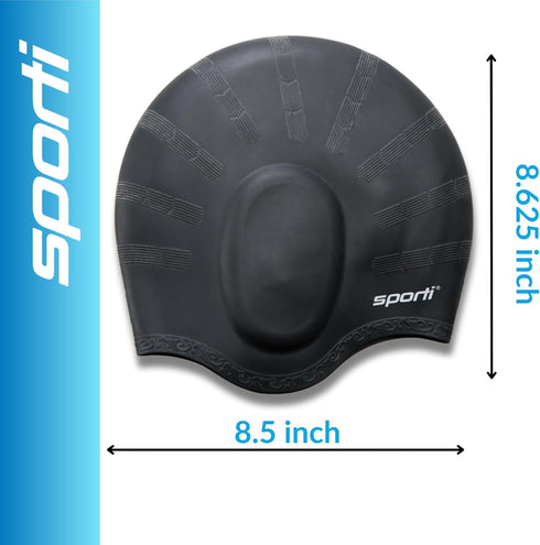 Sporti Solid Ear Protection Silicone Swim Cap