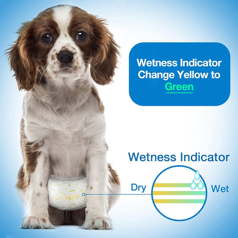 48 Counts Pet Soft Disposable Male Dog Wraps - Dog Diapers for Male Dogs, Puppy Diapers with Wetness Indicator XSmall