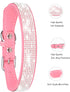 Petank Dog Collar for Small Medium Large Dogs, Bling Girl Dog Collars, Pink Rhinestone Puppy Collars (M, Pink)