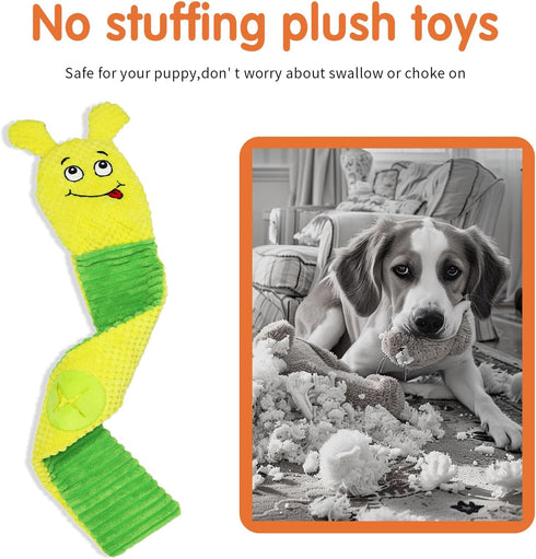 No Stuffing Dog Toys 3-Pack - Plush Toys with Squeaker and Crinkle Paper for Small, Medium, and Large Breeds