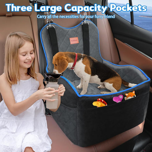 FURFAMDOGG 6 Inch 3 3 Elevated Dog Car Seat, Booster Car Seat for Small/Medium Sized Dog Fits in Front/Back Seat