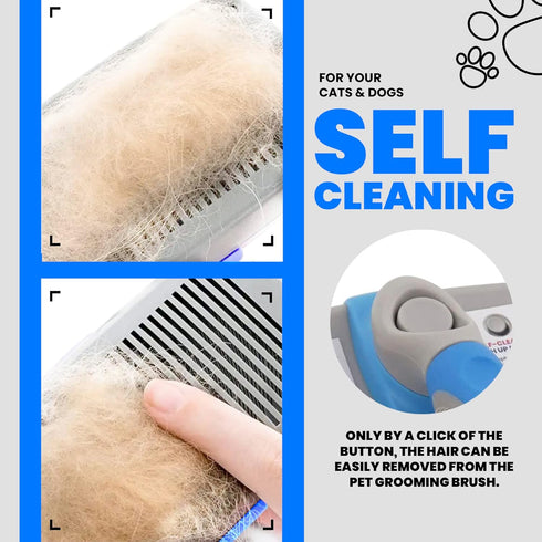 Performore Self Cleaning Pet Grooming Brush, Slicker Brush with Stainless Steel Wire Bristles for Dogs and Cats