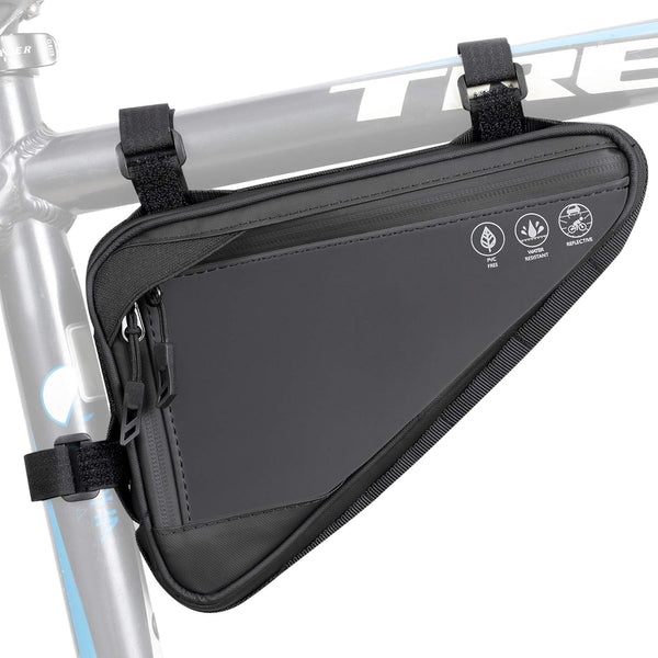 WOTOW Bike Frame Storage Bag, Water Resistant Reflective Triangle Bag with Two Side Pockets for Mountain Road Bike