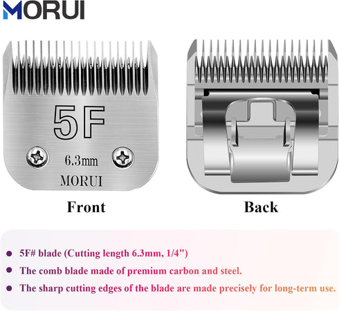 5F Cut Length 1/4”(6.3mm) Detachable Pet Dog Clipper Blades, UltraEdge Series Compatible with Andis & Wahl