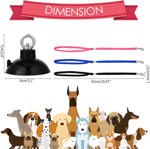 Frienda 4 Pieces Dog Bathing Tether with Suction Cup, Pet Dog Grooming Tub Restraint Loops and Adjustable Safety Rope