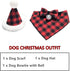 ADOGGYGO Christmas Dog Bandana Hat Bow Tie Set, Classic Red Plaid Pet Xmas Costume Outfit for Medium Large Dogs
