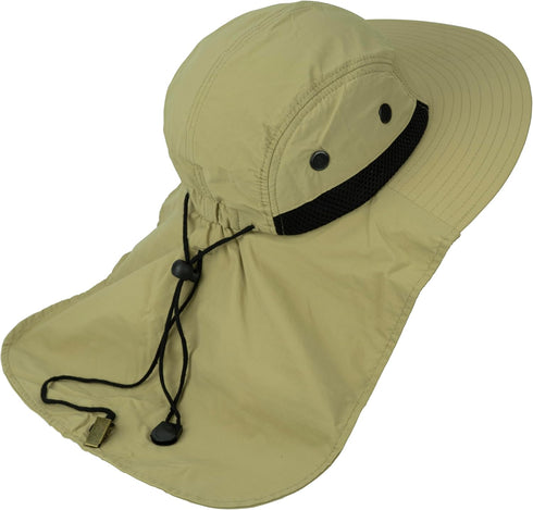 Wide Brim Sun Hat for Men Women, Waterproof UPF50 Protection Fishing Hiking Safari Hat with Neck Flap