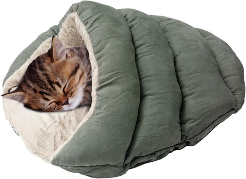 SPOT Sleep Zone Cuddle Cave Bed for Indoor Cats and Mini Dogs, Washable, Durable, Comfortable, Sage Color