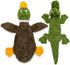 2-in-1 Stuffless Squeaky Dog Toys for Small, Medium, and Large Pets - 1 Wild Duck, Alligator