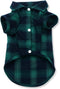 Koneseve Dog Shirt, Pet Plaid T-Shirt for Small Dog Cat, Cozy Halloween, Christmas Costumes (Green; XS)