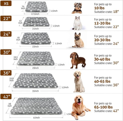 Mora Pets Dog Bed Crate Pad - Ultra Soft Washable Mat with Cute Star Print for Large Medium Small Dogs, 23 x 18 inch