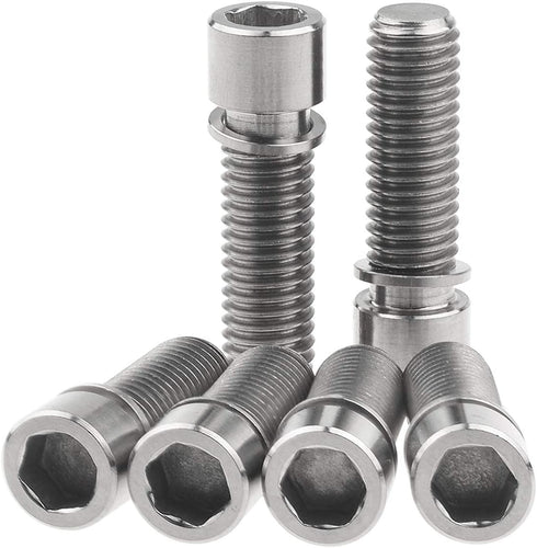 M8 x 25mm Titanium Ti Bolt with Washer for BMX Cycling Stem, Pack of 6