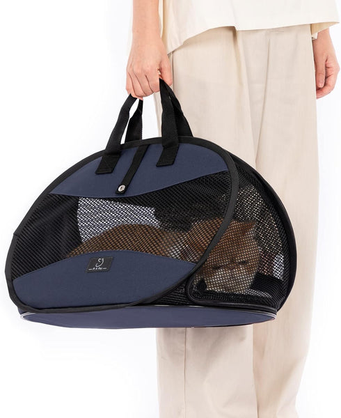 A4Pet Cat Travel Carrier - Collapsible Airline Approved Bag with Zipper Lock and Removable Washable Mat for Indoor &