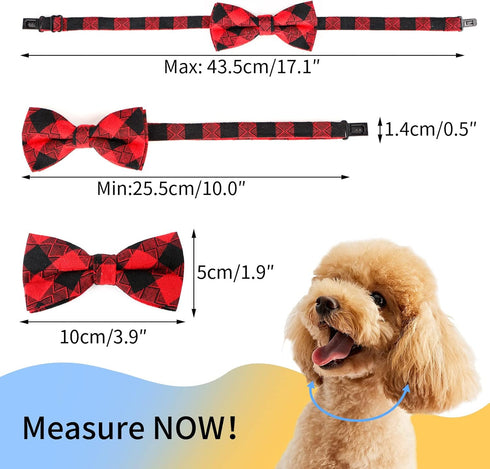 Segarty 6 PCS Dog Bow Tie, Holiday Grooming Bulk Bows for Pet Puppy Photography, Cute Plaid Patterned Gift