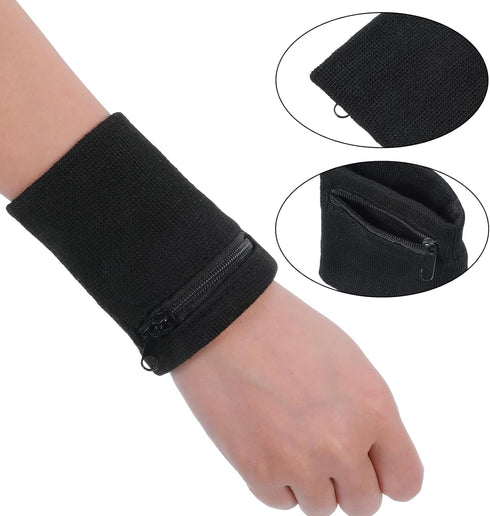 DOPENSPI 4PCS Wrist Wallet, Wrist Sweatband with Zipper Breathable Wristbands Ankle Wallet Coin Keys Storage Pouch