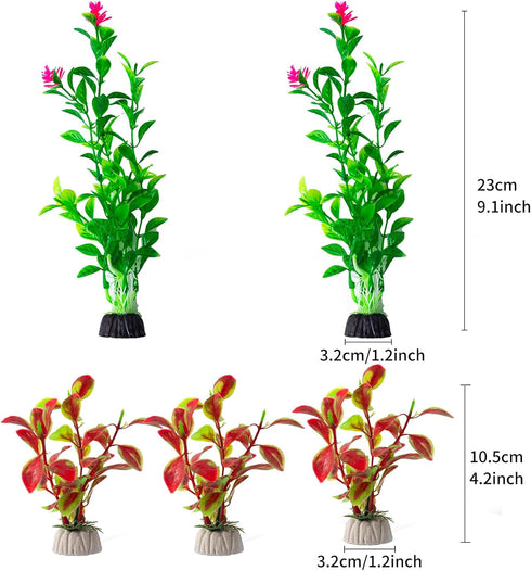 25 Pack Artificial Aquarium Plants, Small Size 4 inch Approximate Height Fish Tank Decorations Home Décor Plastic Blue by COMSUN