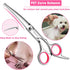 6 in 1 Professional Stainless Steel Dog Grooming Scissors, Anti-Rust Round Tip Shears for Cats, Pink Pet Kit