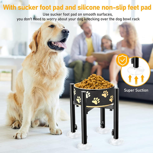 Adjustable Elevated Dog Bowl Stand, Fits 6-11 inches Bowls, 4 Height Adjustments for Large, Medium, and Small Dogs