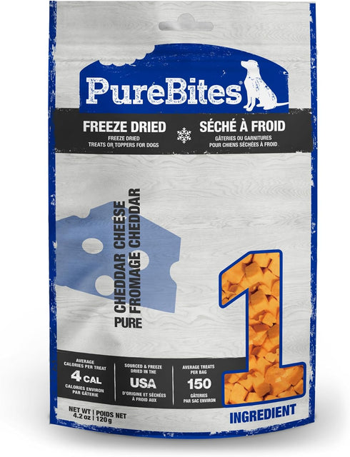 PureBites Cheese Freeze Dried Dog Treats, 1 Ingredient, Made in USA, 4.2 oz
