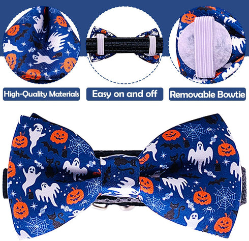 PET SHOW 10pcs Halloween Small Dog Bow Ties for Medium Dogs, Detachable Bowties with Elastic Bands