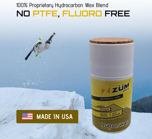 ZUMWax Rub-On Ski/Snowboard Wax 70g, WARM Temperature, Easy Cork Applicator, Made in USA