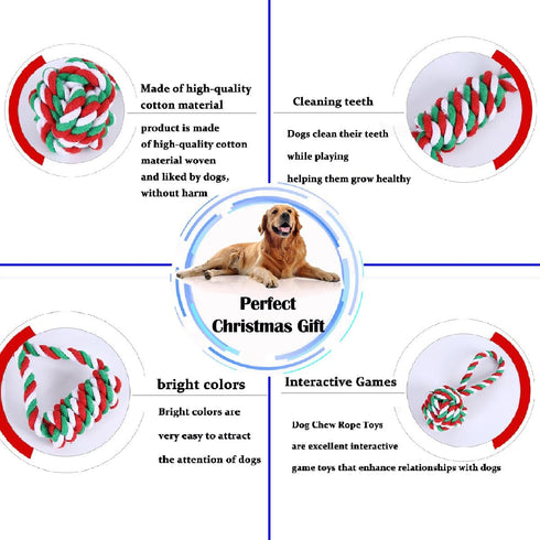 Dog Chew Toys, 5 Pack Fun and Teeth Cleaning Toys for Medium to Small Dogs