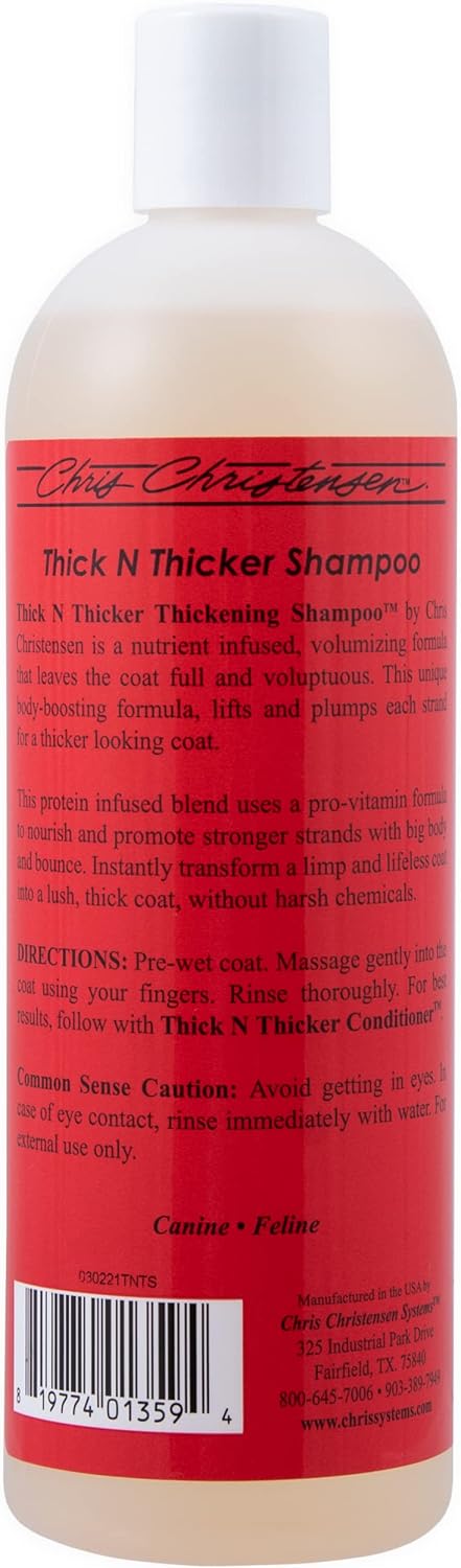 Chris Christensen Pet Shampoo, 16 oz Thick N Thicker, Pro-Vitamin Formula, Nutrient Infused Blend