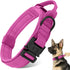 Tactical Dog Collar with Heavy Duty Metal Buckle and Handle for Dog Training, Pink, M