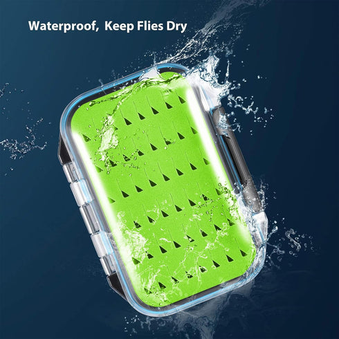 Gonex Fly Boxes for Fly Fishing, Jig Boxes Two-Sided Waterproof Lightweight Box with Easy Grip Transparent Lid, 4.1"x