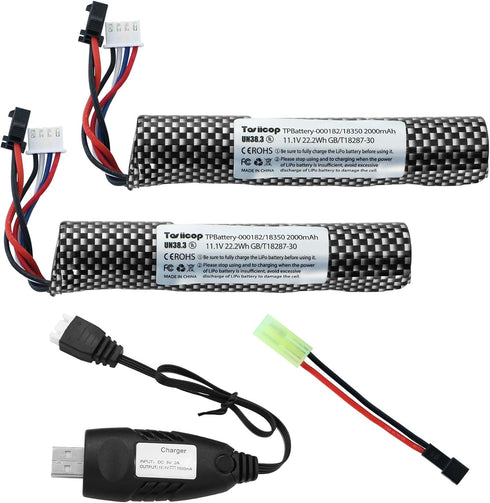 Tosiicop 11.1v Battery Gel Blaster - Airsoft Batteries 11.1 Volt 2000mAh with Charger