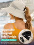 Sun Hat with Ponytail Hole for Women,Sun UV Protection UPF50+ Waterproof Beach Bucket Safari Hiking Hat for Women