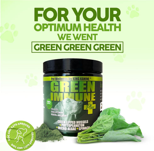 King Kanine Green Inmune Plus Multivitamin and Mineral - 6 oz Organic Powder to Improve Joint Mobility & Allergy Relief