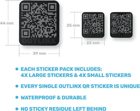 QR Smart Stickers - Stick Digital Notes to Your Things, Blackout 4-Pack Bundle, 32x Stickers
