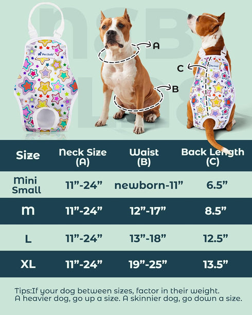 Pet Soft Dog Diapers Female Onesie Sanitary Pantie with Adjustable Suspender, Colorful Pattern Washable Puppy Diapers