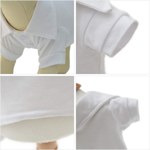 lovelonglong Basic Dog Polo Shirts, Premium Cotton Polo T-Shirts for Large Medium Small Dogs, White, XXXL